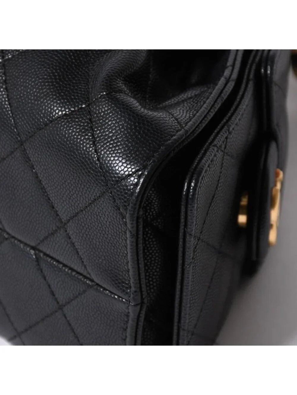 Chanel 25 Medium Chain Bag CC Logo Caviar Leather Black